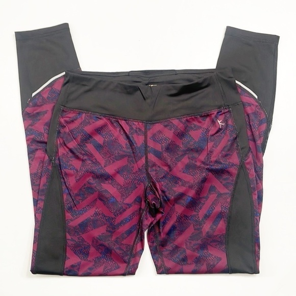 Danskin Now maroon/black mesh panel leggings - Picture 2 of 7